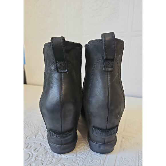 SOREL Joan Leather Rhapsody Wedge Snow Boot Womens 8.5 Black - Picture 6 of 10